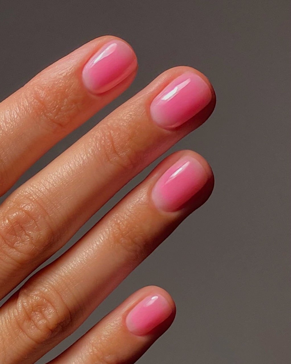 Sheer Pink Deep Pink Aura Glossy Short Square Nails — Classy Aura Nails