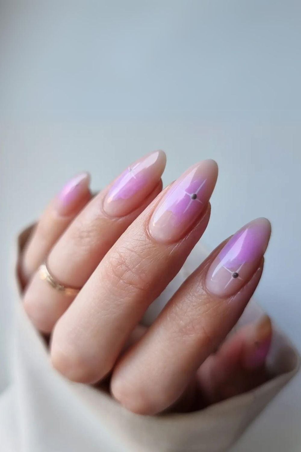 Pink Nude Gold French Tip Long Stiletto Nails — Classy Aura Nails
