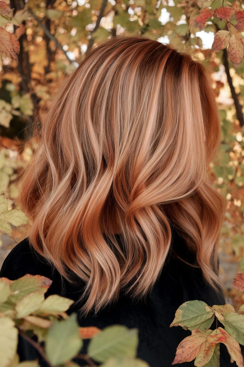 Collarbone Copper Lob With Blonde Balayage — Classy Balayage Highlights