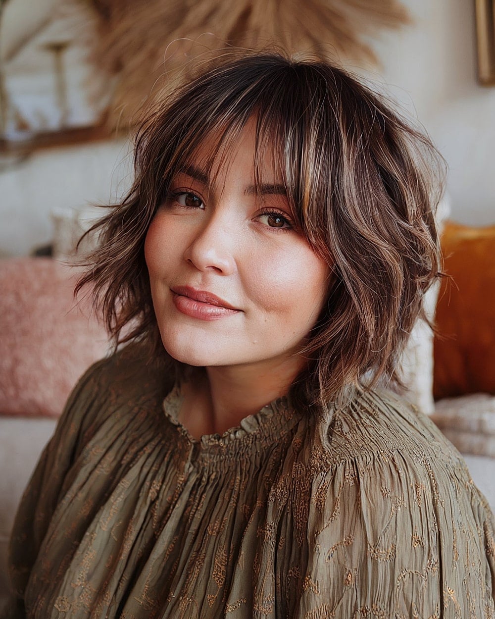 Mid-Back Air Dried With Wispy Bangs — Classy Bangs for Round Face
