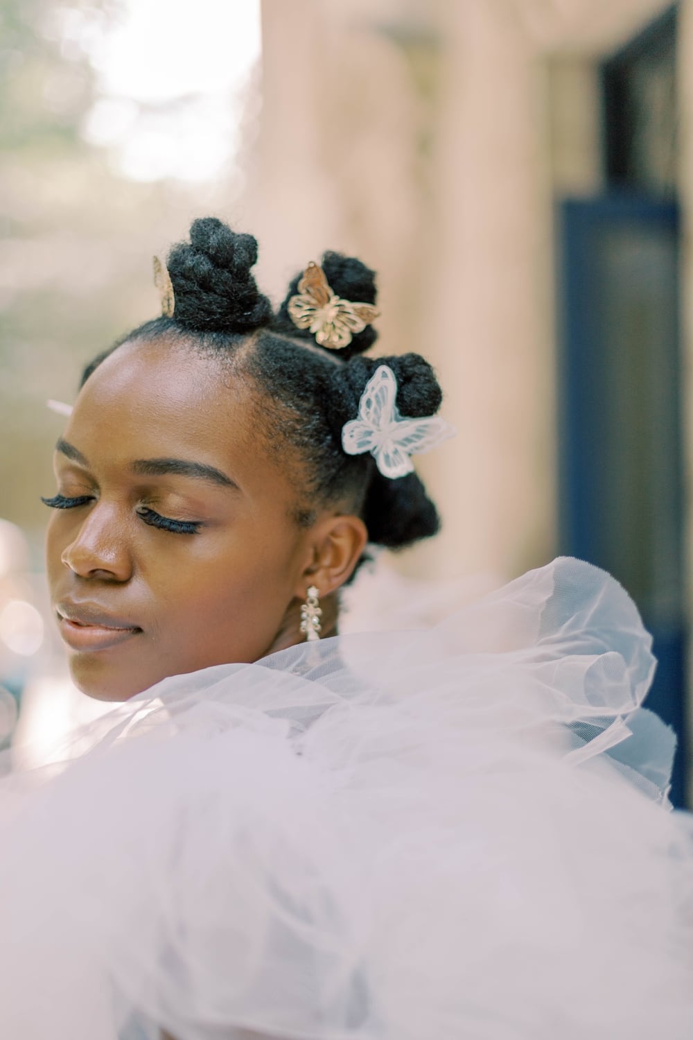 Bridal Bantu Knots With Butterfly Accessories Bridal Bantu Knots With Butterfly Accessories — Classy Bantu Knots Hairstyles