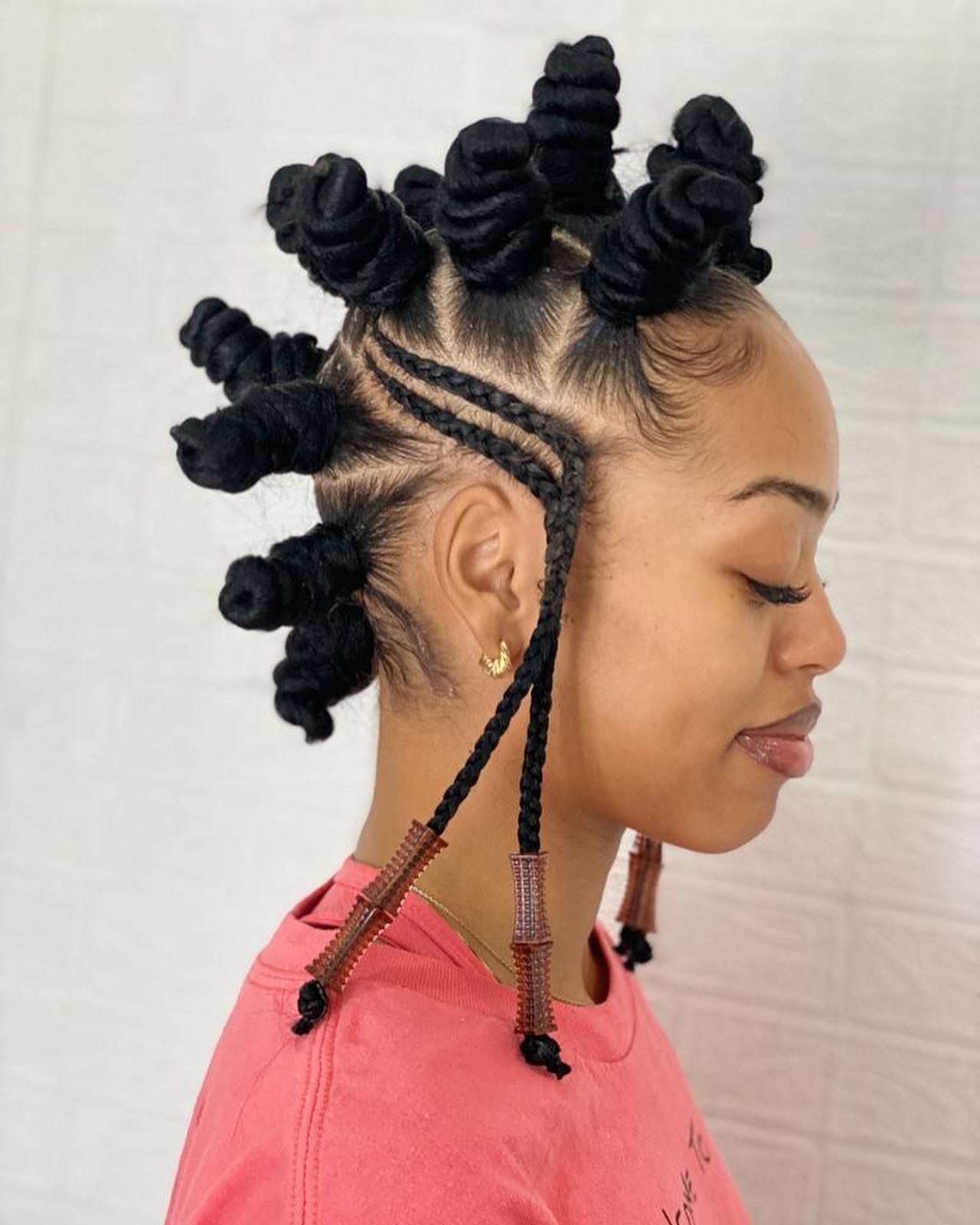 Bantu Knots With Intricate Braided Parting Bantu Knots With Intricate Braided Parting — Classy Bantu Knots Hairstyles