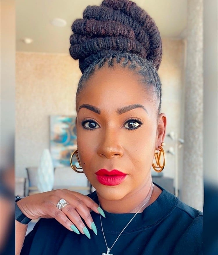 Mid-Back Coiled Updo With Highlighted Coils — Classy Barrel Locs