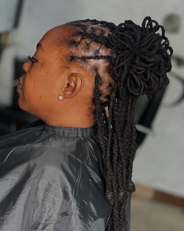 Side View Updo With Braided Crown — Classy Barrel Locs