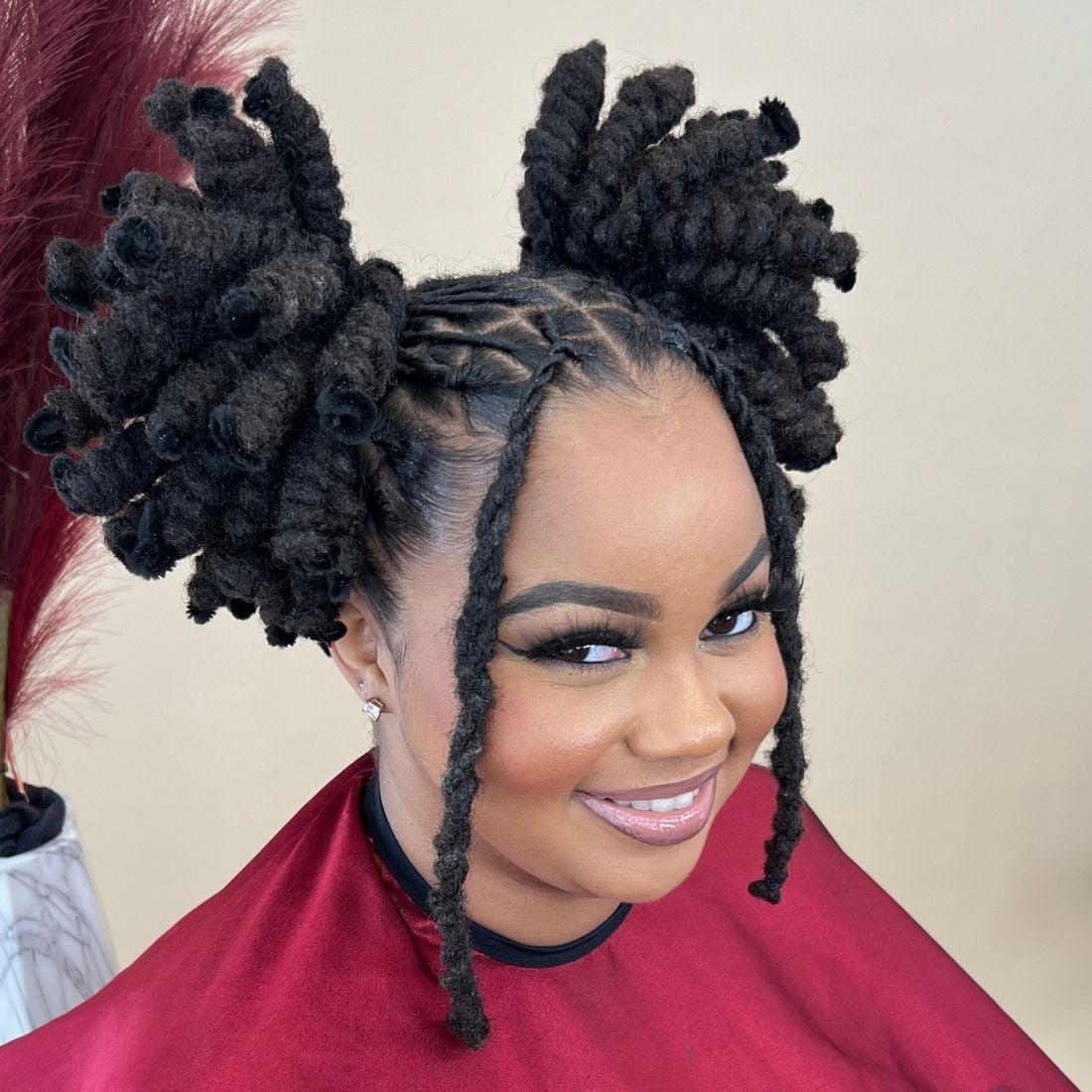 Shoulder Length Space Buns With Hanging Locs — Classy Barrel Locs