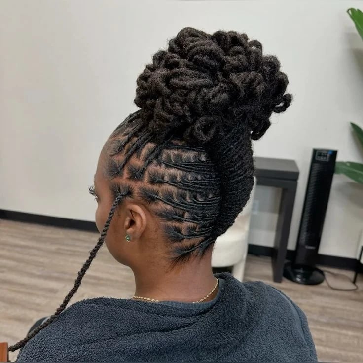 Voluminous Bun With Braided Sides — Classy Barrel Locs