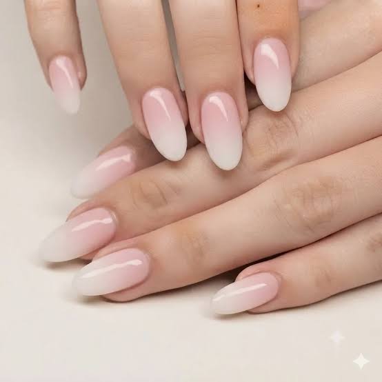 Medium Almond Pink To White Ombre Medium Almond Pink To White Ombre — Classy Basic Nails