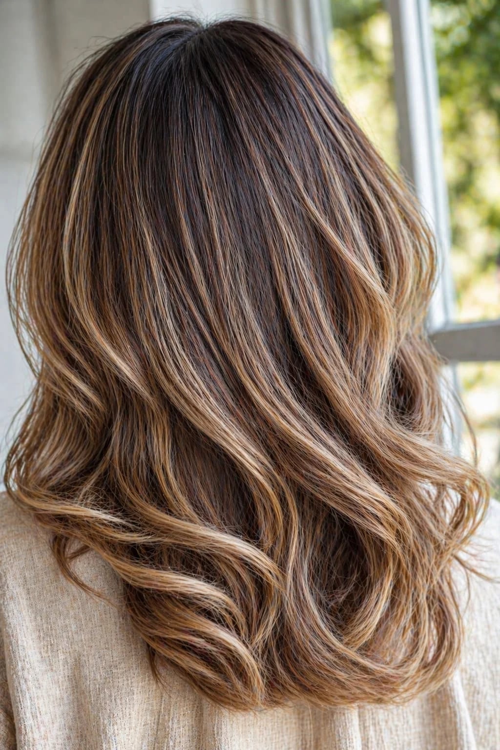 Mid-Back Dark Brown With Subtle Highlights Mid-Back Dark Brown With Subtle Highlights — Classy Beige Highlights