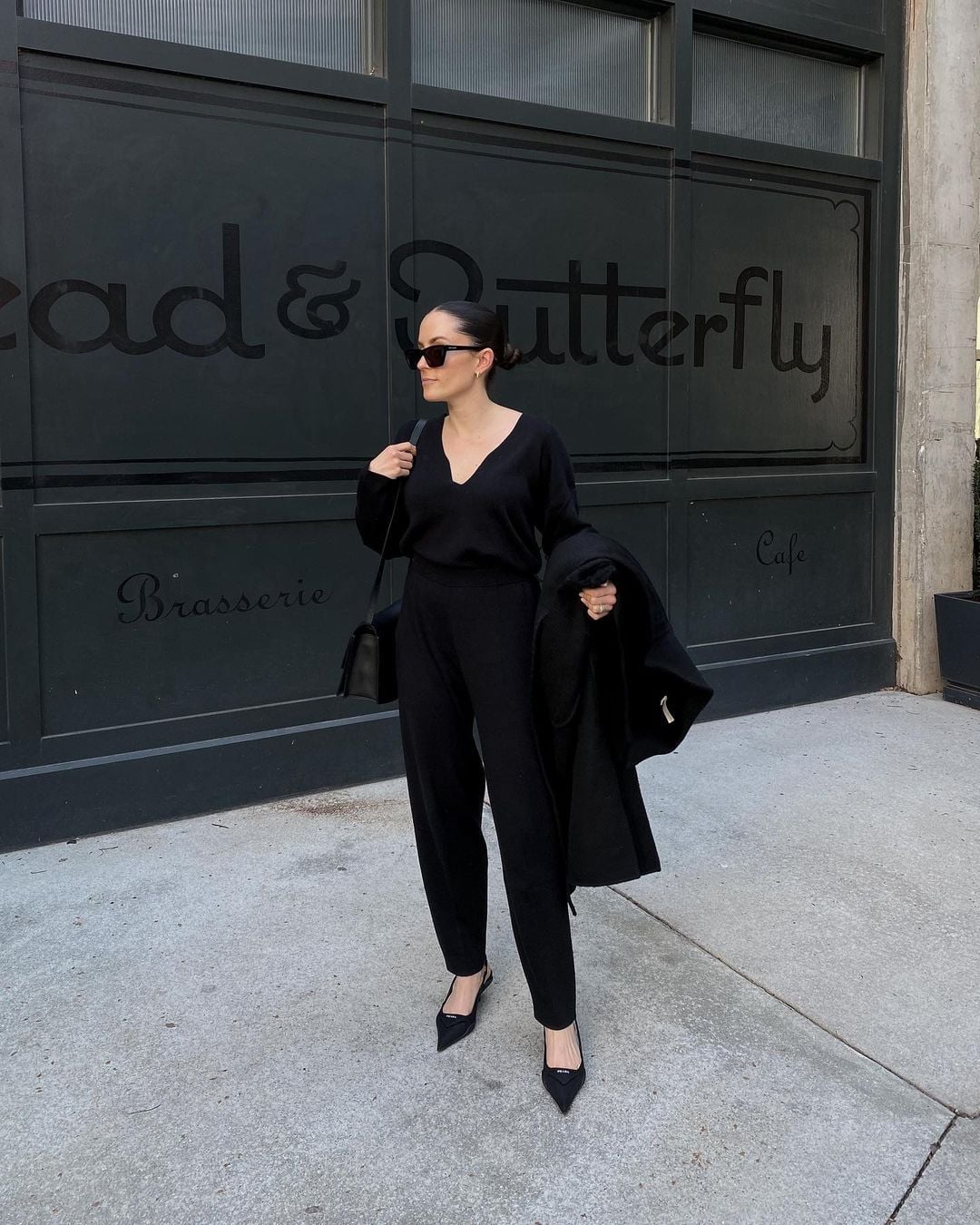 V-Neck Jumpsuit with Draped Blazer for Smart Casual V-Neck Jumpsuit with Draped Blazer for Smart Casual — Classy Black Jumpsuit Outfit