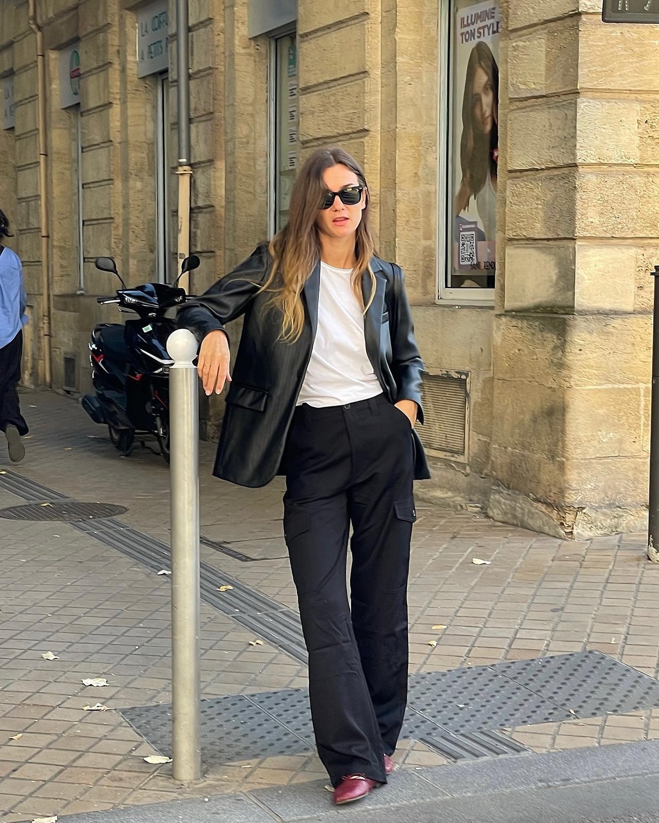 Cargo Trousers with Leather Blazer Cargo Trousers with Leather Blazer — Classy Black Pants Outfits