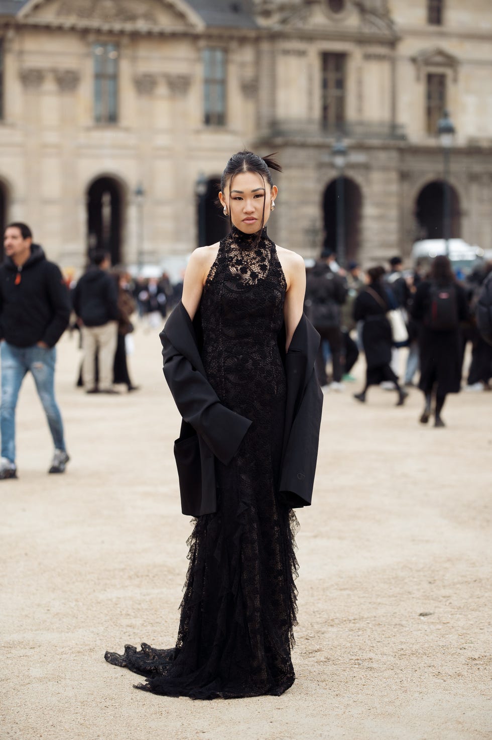 Lace Maxi Dress With Halter Neckline Lace Maxi Dress With Halter Neckline — Classy Black Tie Dresses