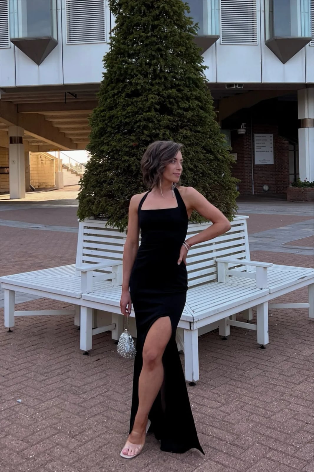 Velvet Halter Neck Dress With High Slit Velvet Halter Neck Dress With High Slit — Classy Black Tie Dresses