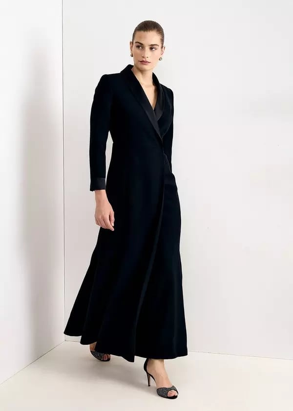 Black Velvet Tuxedo Dress with Satin Lapels Black Velvet Tuxedo Dress with Satin Lapels — Classy Black Tie Outfits