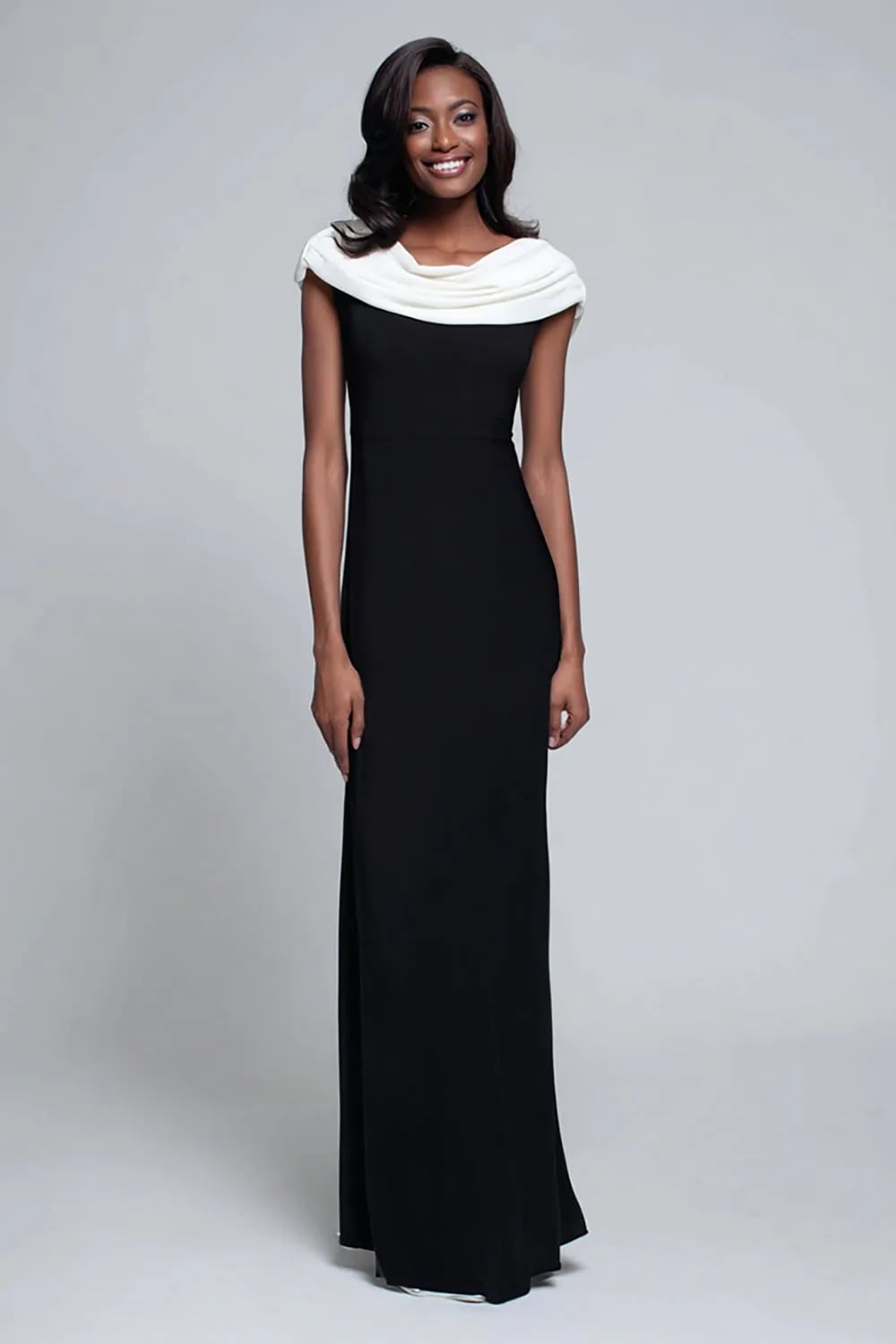Strapless Black Satin Gown with Sheer Bodice and Thigh-High Slit Strapless Black Satin Gown with Sheer Bodice and Thigh-High Slit — Classy Black Tie Outfits