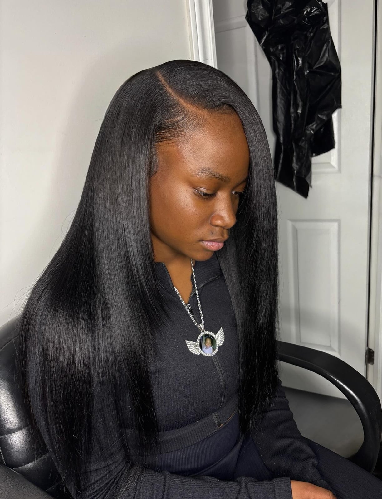 Sleek Collarbone Blowout With Side Bangs — Classy Blowout Hairstyles Black Women