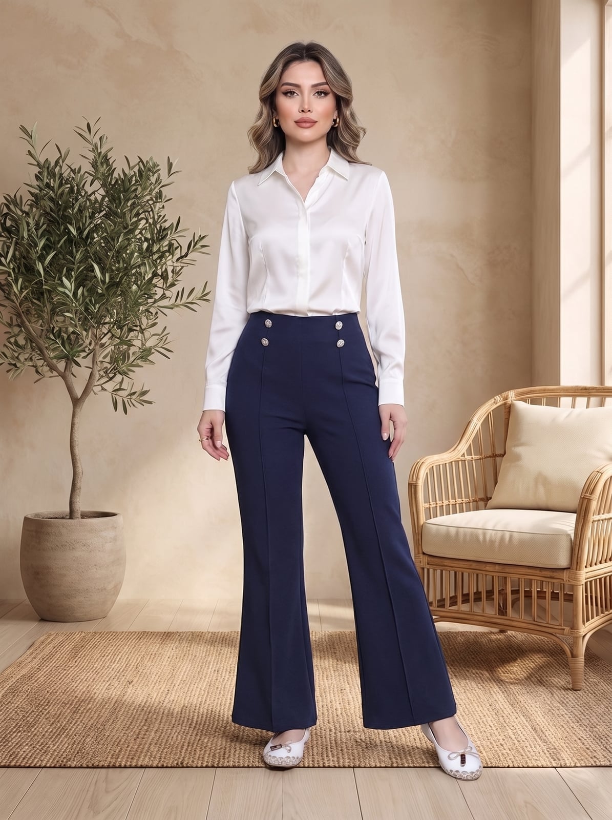 Chic Casual Navy Sailor Trousers — Classy Blue Pants Outfits