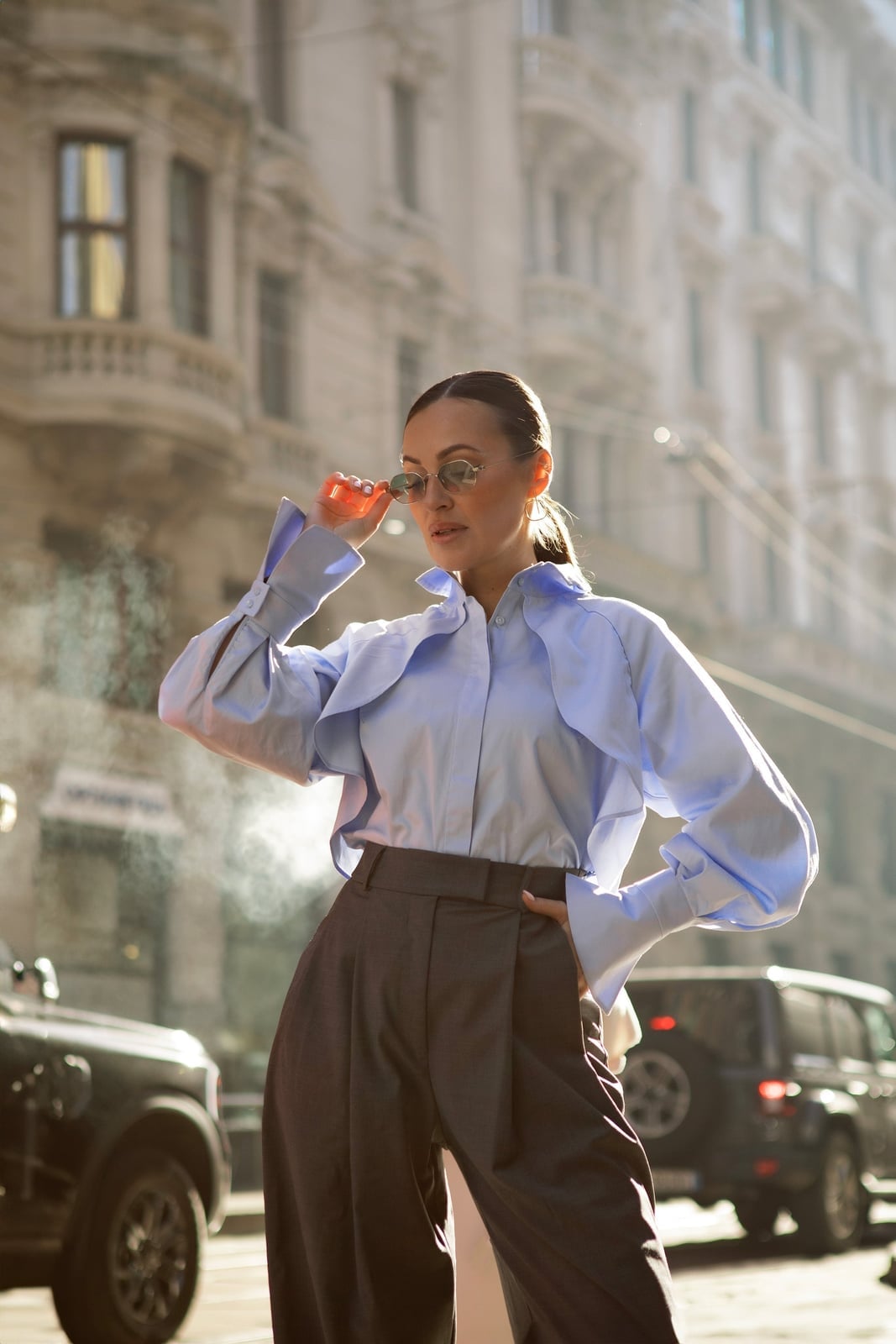 Diva Business Style Blue Organic Cotton Shirt – ETNA