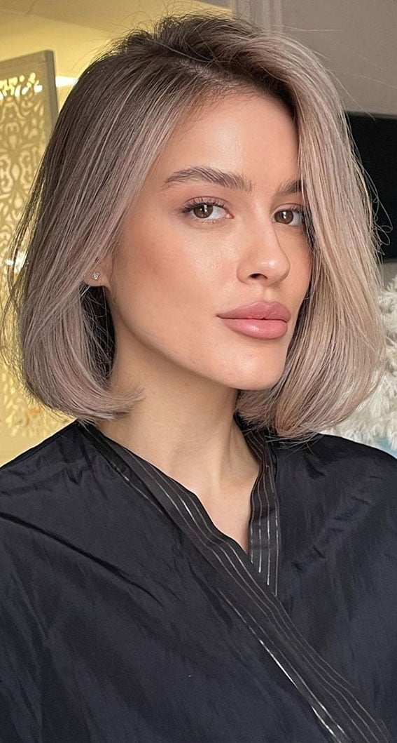Collarbone Angled Bob Mushroom Brown — Classy Bob Hair