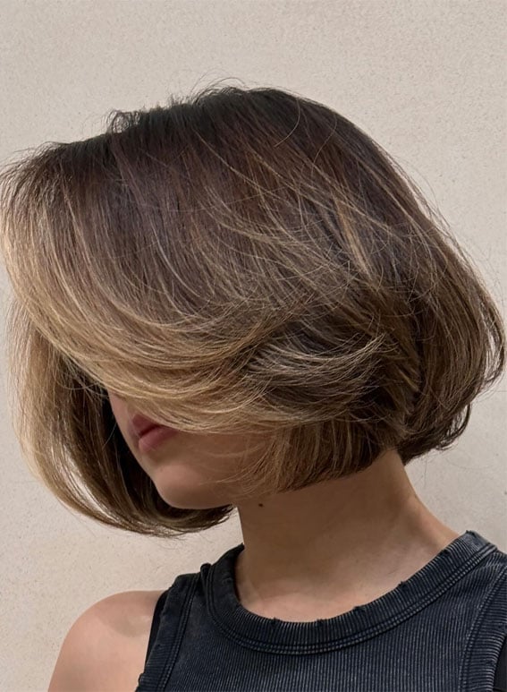 Collarbone Layered Bob Balayage Waves — Classy Bob Hair