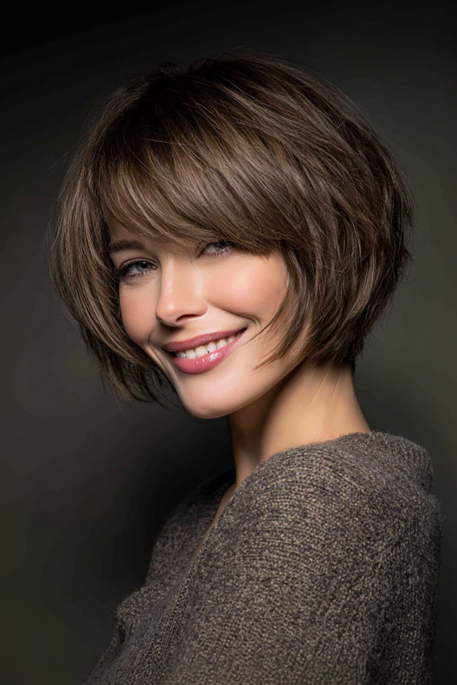 Chin Layered Bob Wispy Bangs — Classy Bob Hair