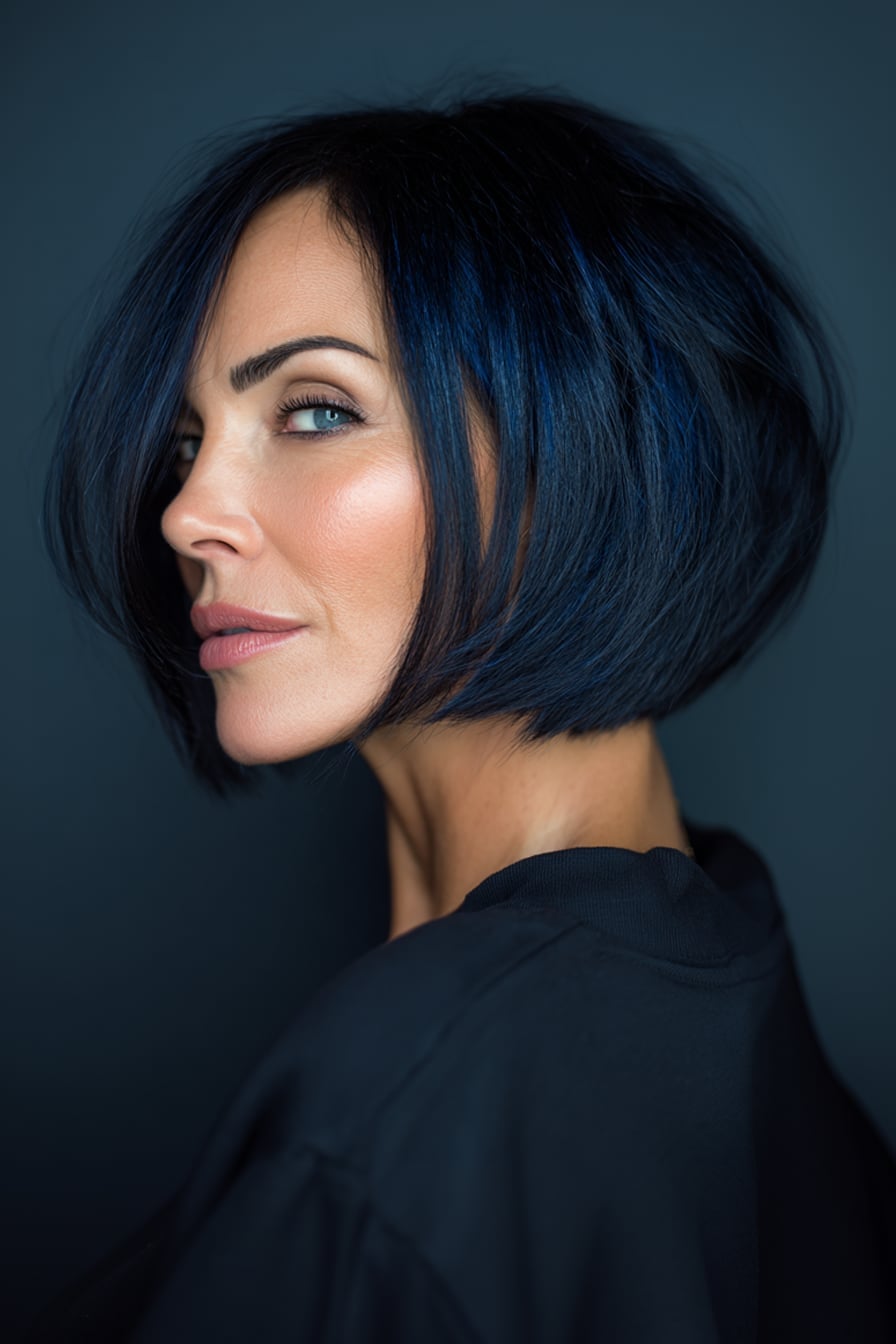 Chin Bob Dark Blue Vibrant — Classy Bob Hair