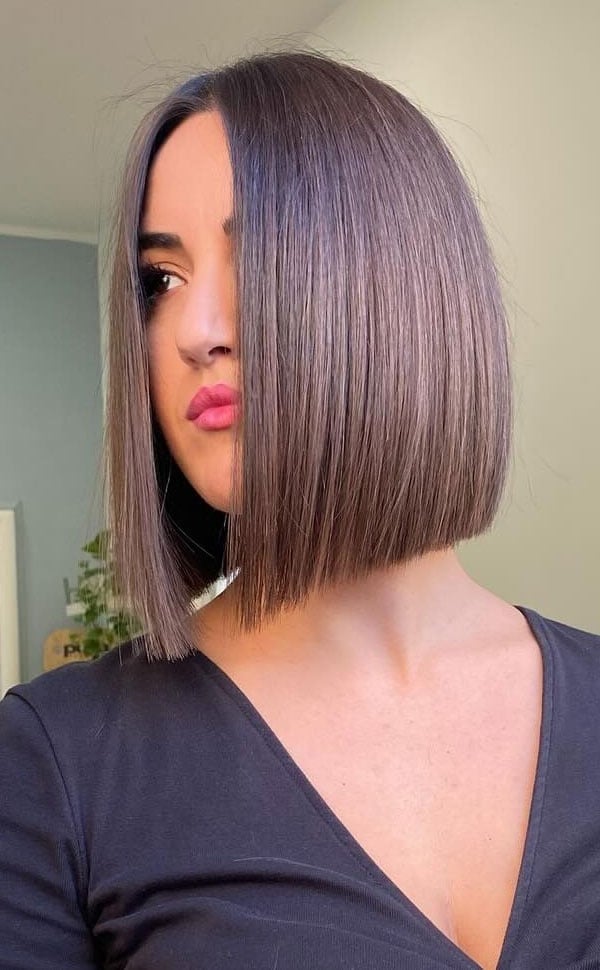 Sleek Ash Brown Bob Chin Length Sleek Ash Brown Bob Chin Length — Classy Bob Haircuts for Fine Hair