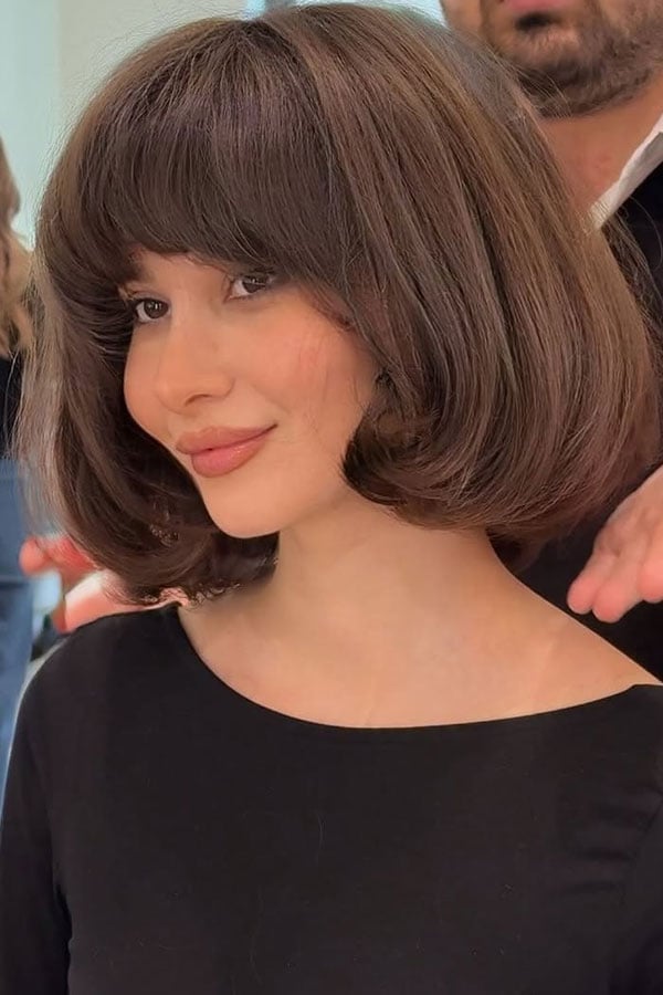 Medium Brown French Bob Rounded Shape Medium Brown French Bob Rounded Shape — Classy Bob Haircuts for Fine Hair