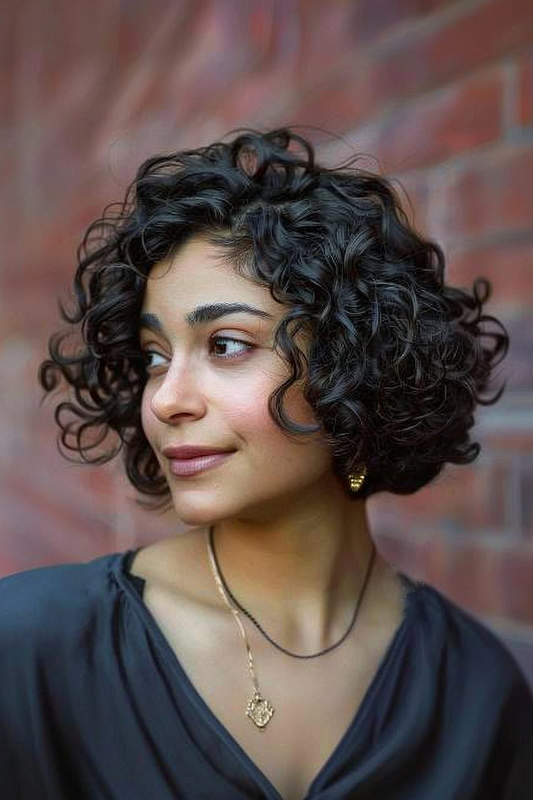 Defined Curly Bob With Curtain Bangs — Classy Bob with Curls