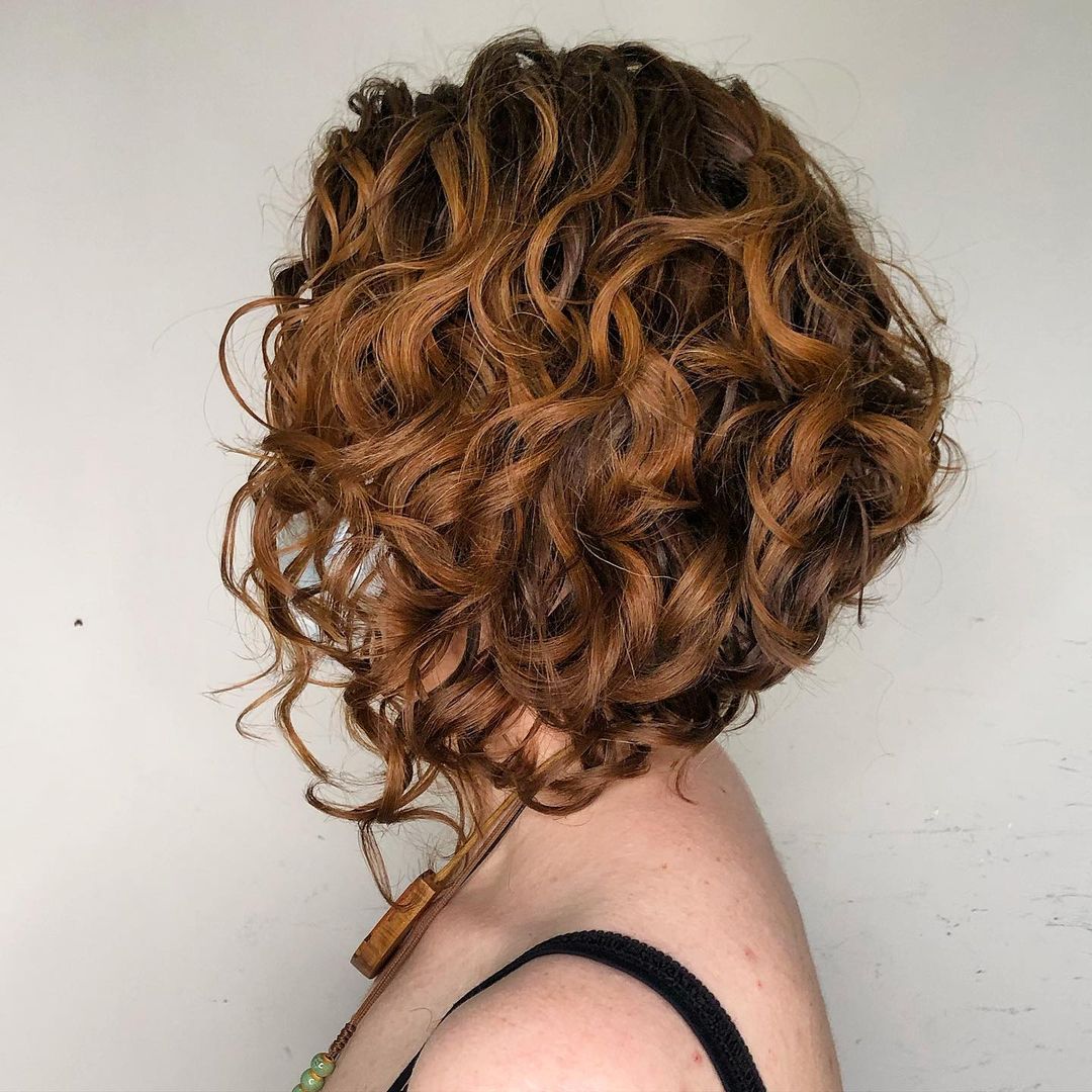 Auburn Inverted Bob With Loose Curls — Classy Bob with Curls