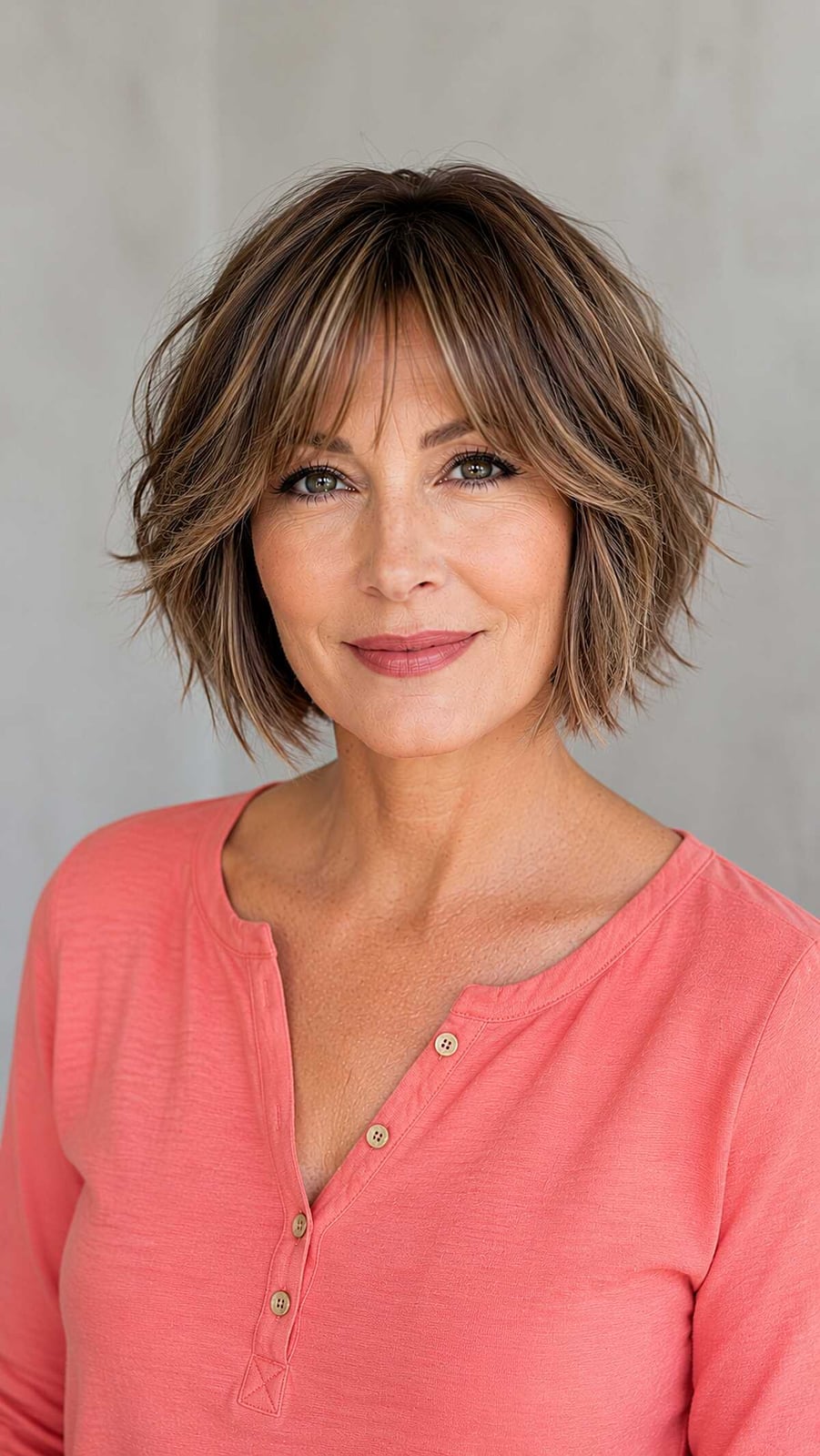 Chin Length Bob With Blonde Highlights Chin Length Bob With Blonde Highlights — Classy Bob with Curtain Bangs