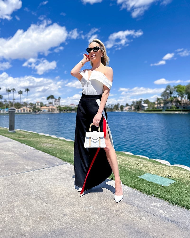 Off-shoulder Top with High-Slit Black Skirt Off-shoulder Top with High-Slit Black Skirt — Classy Bodysuit Outfits