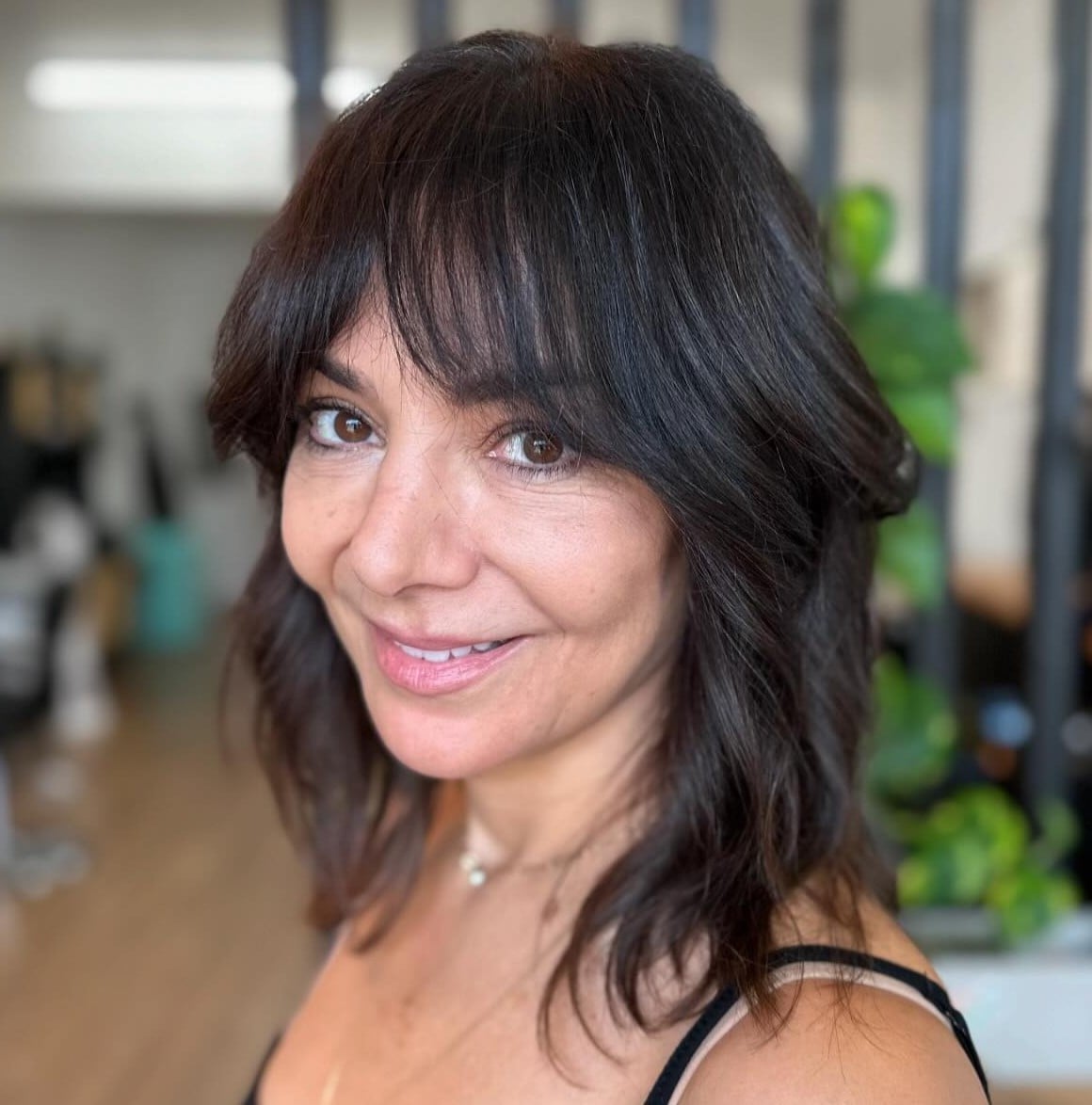 Shoulder Length Shag With Bottleneck Bangs Shoulder Length Shag With Bottleneck Bangs — Classy Bottleneck Bangs