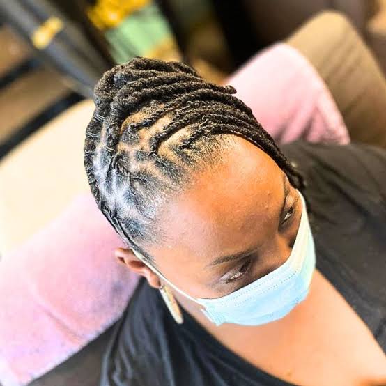 Dark Coily Locs Updo With Neat Braided Sections — Classy Braids Locs