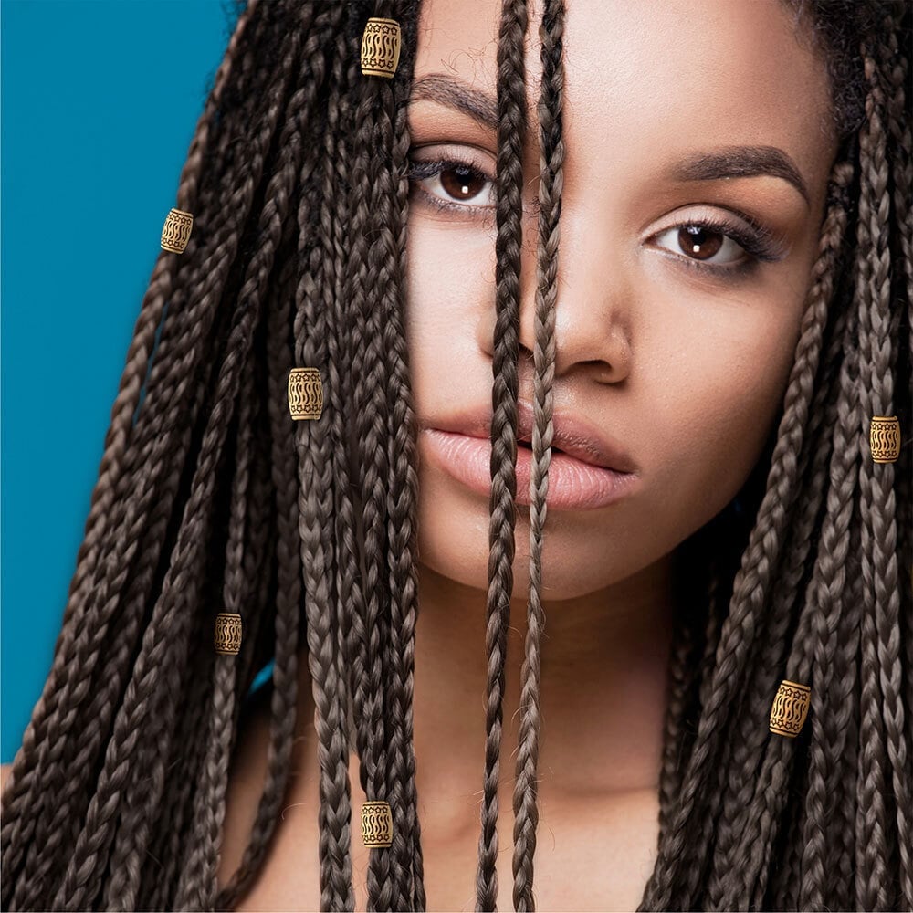 Mid-Back Dark Brown Box Braids With Gold Cuffs — Classy Braids Locs