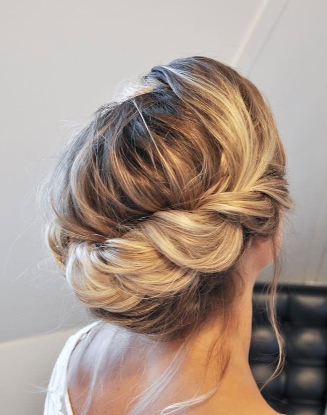 Twisted Blonde Low Bun With Dimension Twisted Blonde Low Bun With Dimension — Classy Bridal Bun