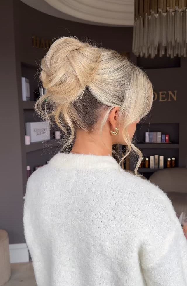 Voluminous Vanilla Blonde High Bun Voluminous Vanilla Blonde High Bun — Classy Bridal Bun