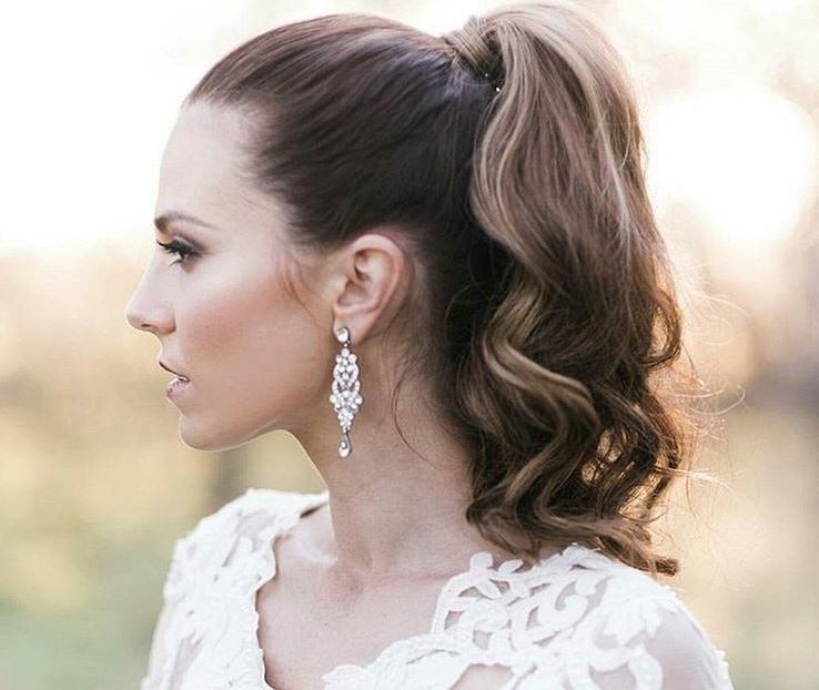 Dark Brown Sleek Ponytail With Loose Waves Dark Brown Sleek Ponytail With Loose Waves — Classy Bridesmaid Ponytail