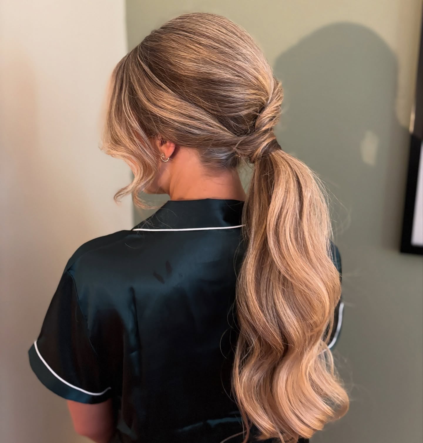 Honey Blonde Twisted Low Ponytail Honey Blonde Twisted Low Ponytail — Classy Bridesmaid Ponytail