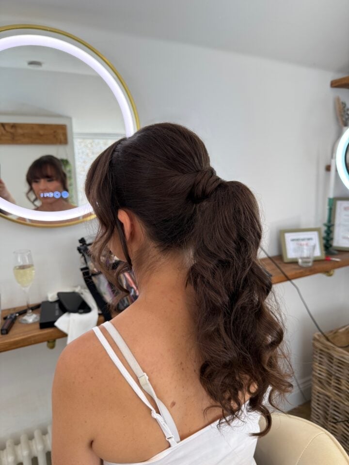 Dark Blonde Voluminous Ponytail With Waves, Mid-Back Dark Blonde Voluminous Ponytail With Waves, Mid-Back — Classy Bridesmaid Ponytail