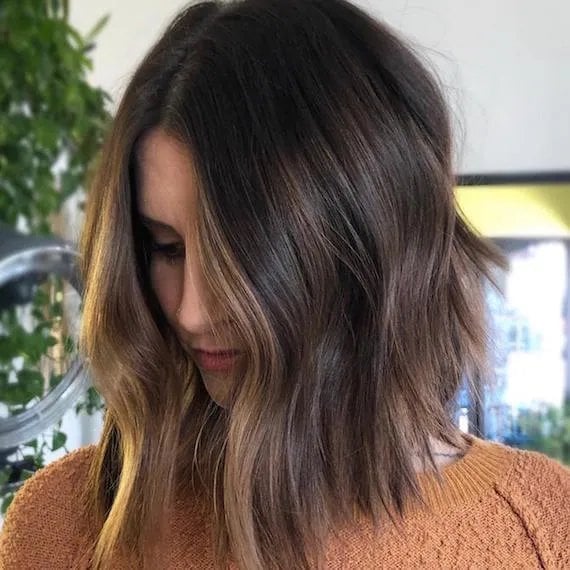 Collarbone Lob With Caramel Balayage — Classy Bronde Balayage