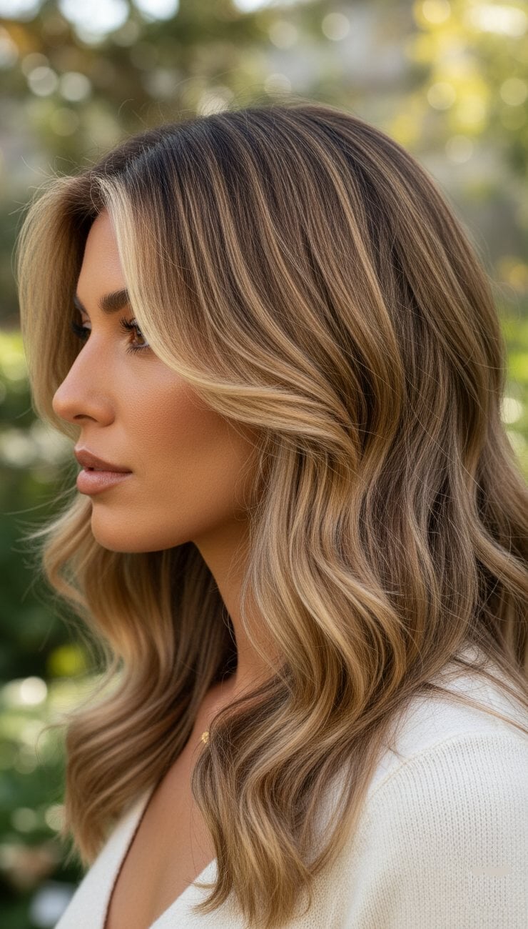 Mid-Back Bronde Balayage With Face-Framing Layers — Classy Bronde Balayage