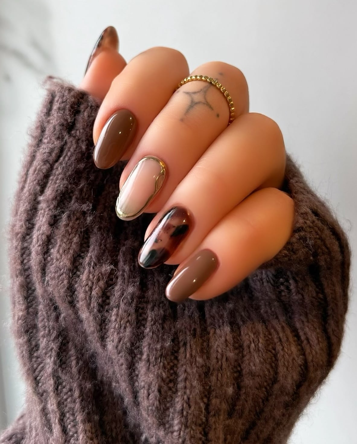 Long Almond Tortoiseshell French Tip Nails Long Almond Tortoiseshell French Tip Nails — Classy Brown Almond Nails
