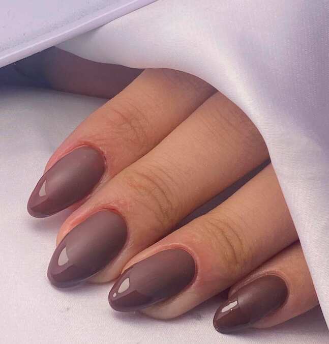 Matte Muted Brown Almond Nails Matte Muted Brown Almond Nails — Classy Brown Almond Nails