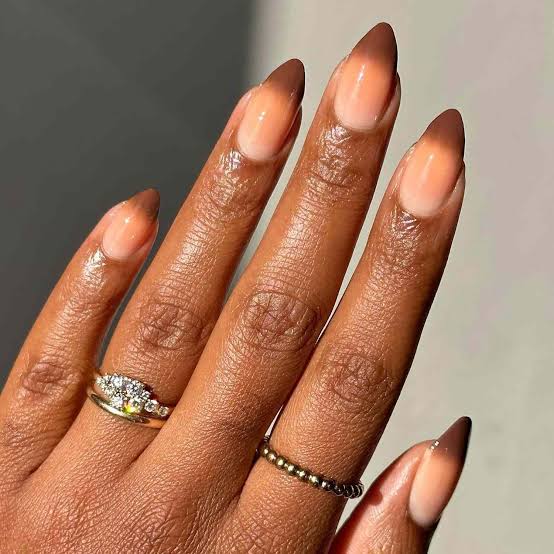 Ombre French Tip Almond Nails — Classy Brown Ombre Nails