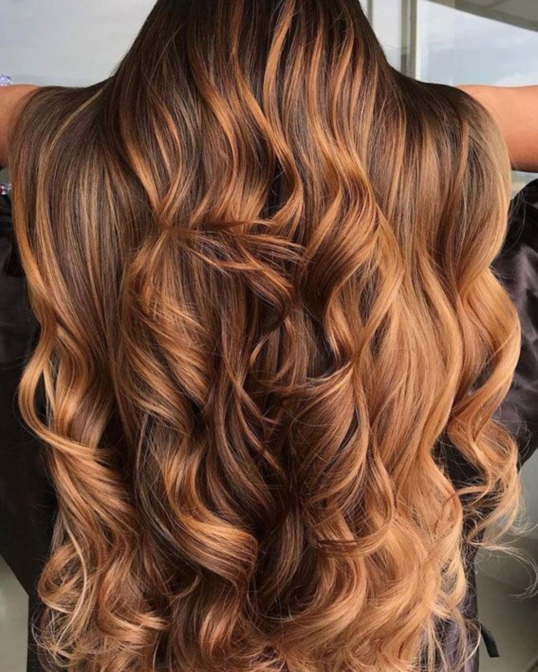 Back View Mid-Back Dark Brown With Caramel Balayage and Loose Waves Back View Mid-Back Dark Brown With Caramel Balayage and Loose Waves — Classy Brunette Hair Colors