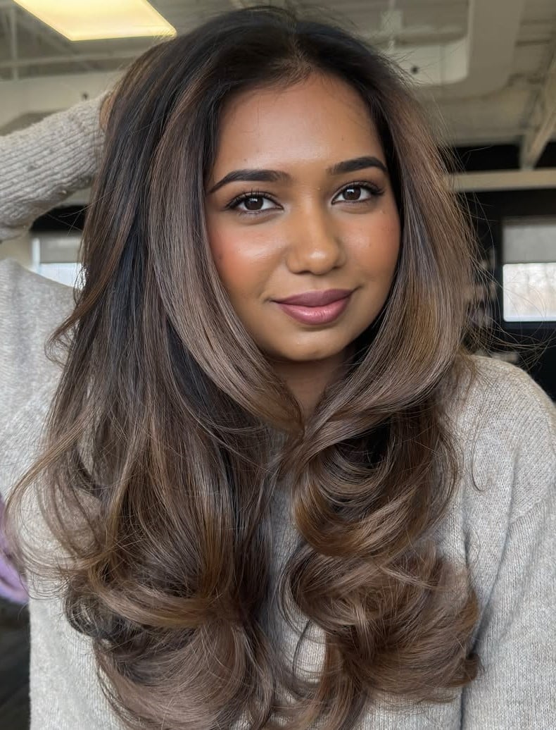 Mid-Back Medium Brown With Lighter Balayage Mid-Back Medium Brown With Lighter Balayage — Classy Brunette Hair Colors