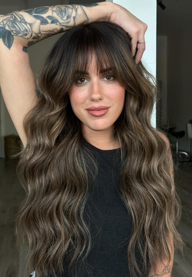 Long Dark Brown With Ash Blonde Highlights Long Dark Brown With Ash Blonde Highlights — Classy Brunette Hair Colors