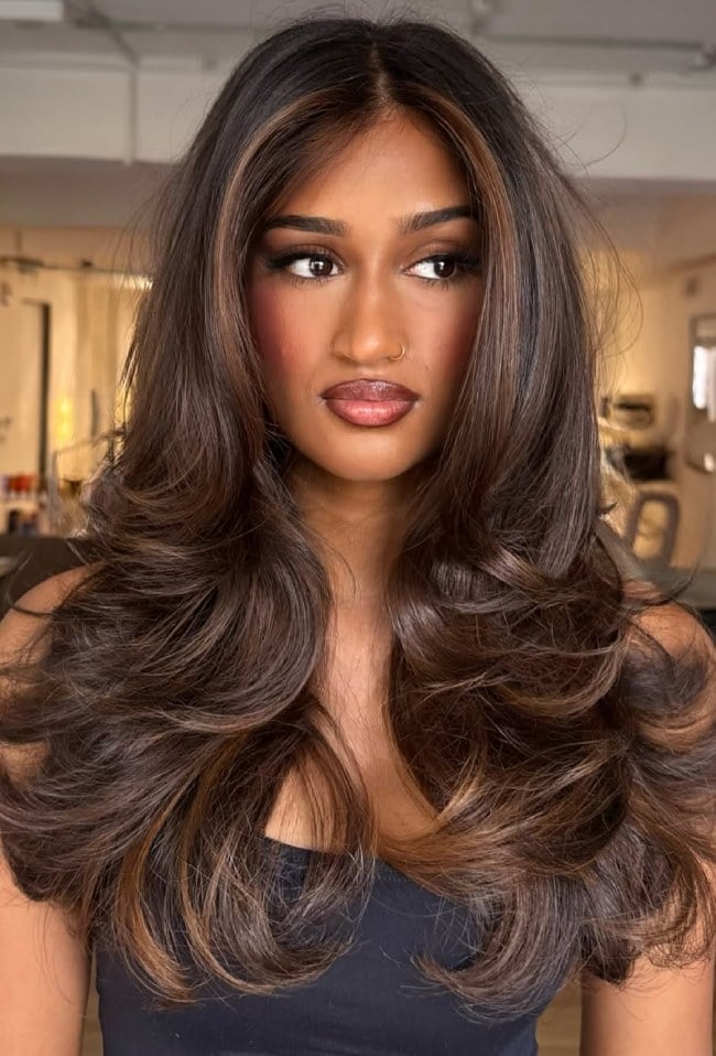 Collarbone Chestnut With Caramel Balayage Collarbone Chestnut With Caramel Balayage — Classy Brunette Hair Colors