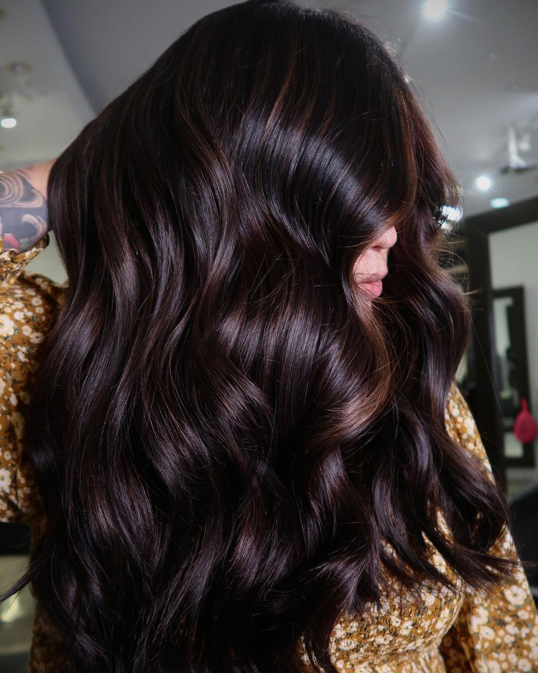Mid-Back Dark Brown With Lighter Brown Highlights, Softer Variation Mid-Back Dark Brown With Lighter Brown Highlights, Softer Variation — Classy Brunette Hair Colors
