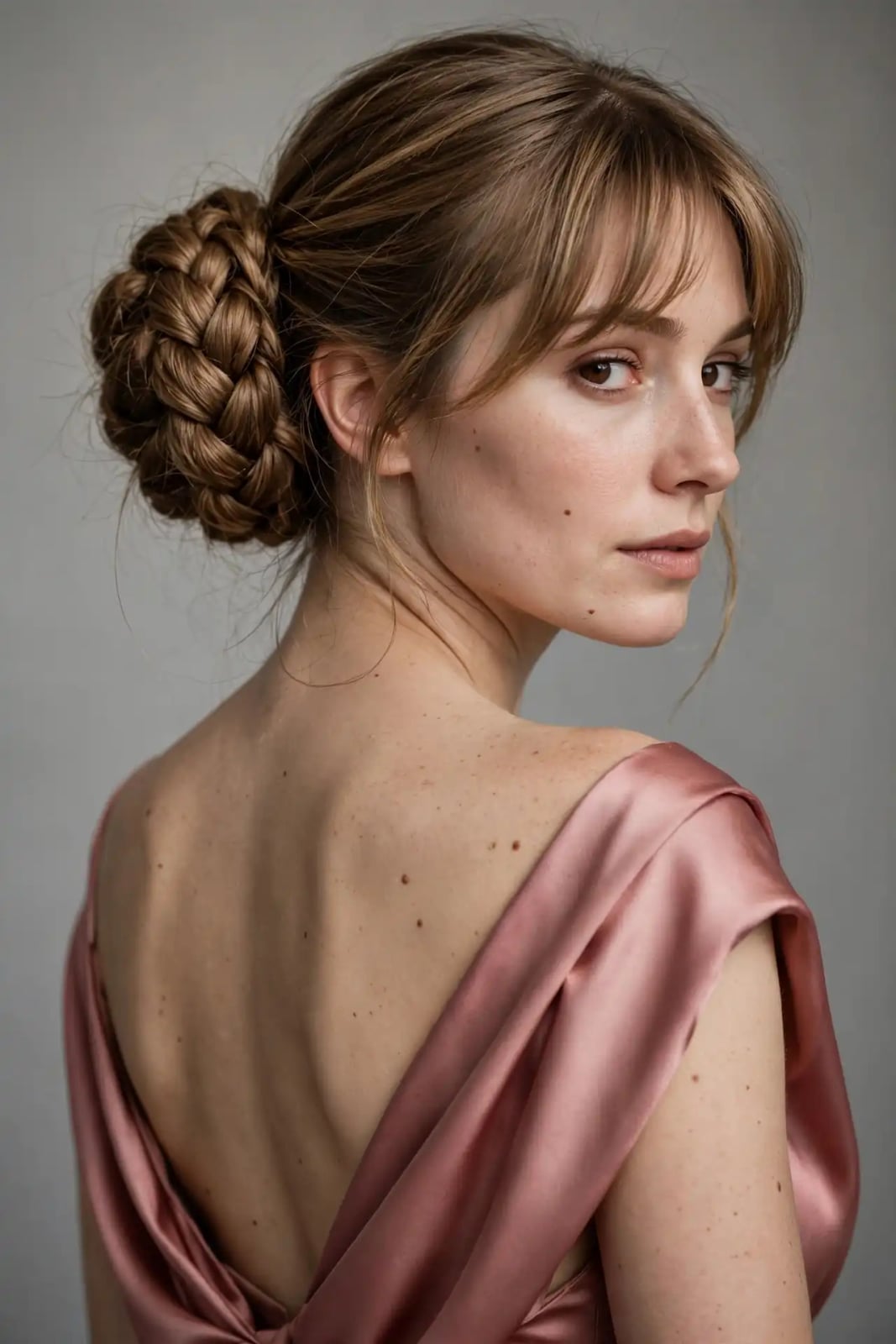 Intricate Braided Bun With Blunt Bangs — Classy Bun and Bang
